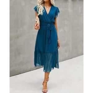 ♦️SOLD♦- Summer Bohemian Dress - V Neck w/Ruffled Cap Sleeves - Small - NWT